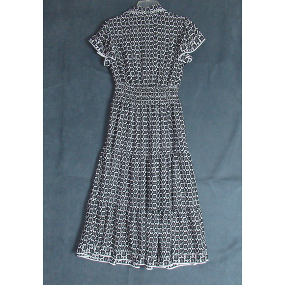 Max Studio London Shirt Dress Womens M Black Floral Button Tiered Maxi Belt $178 - Picture 4 of 10